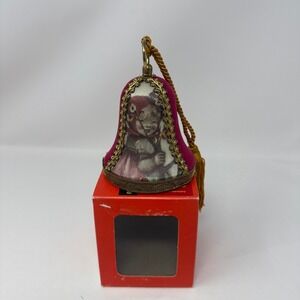 VTG Deichert Music Ballerina Bell Musical Ornament  Maroon Velvet W Germany